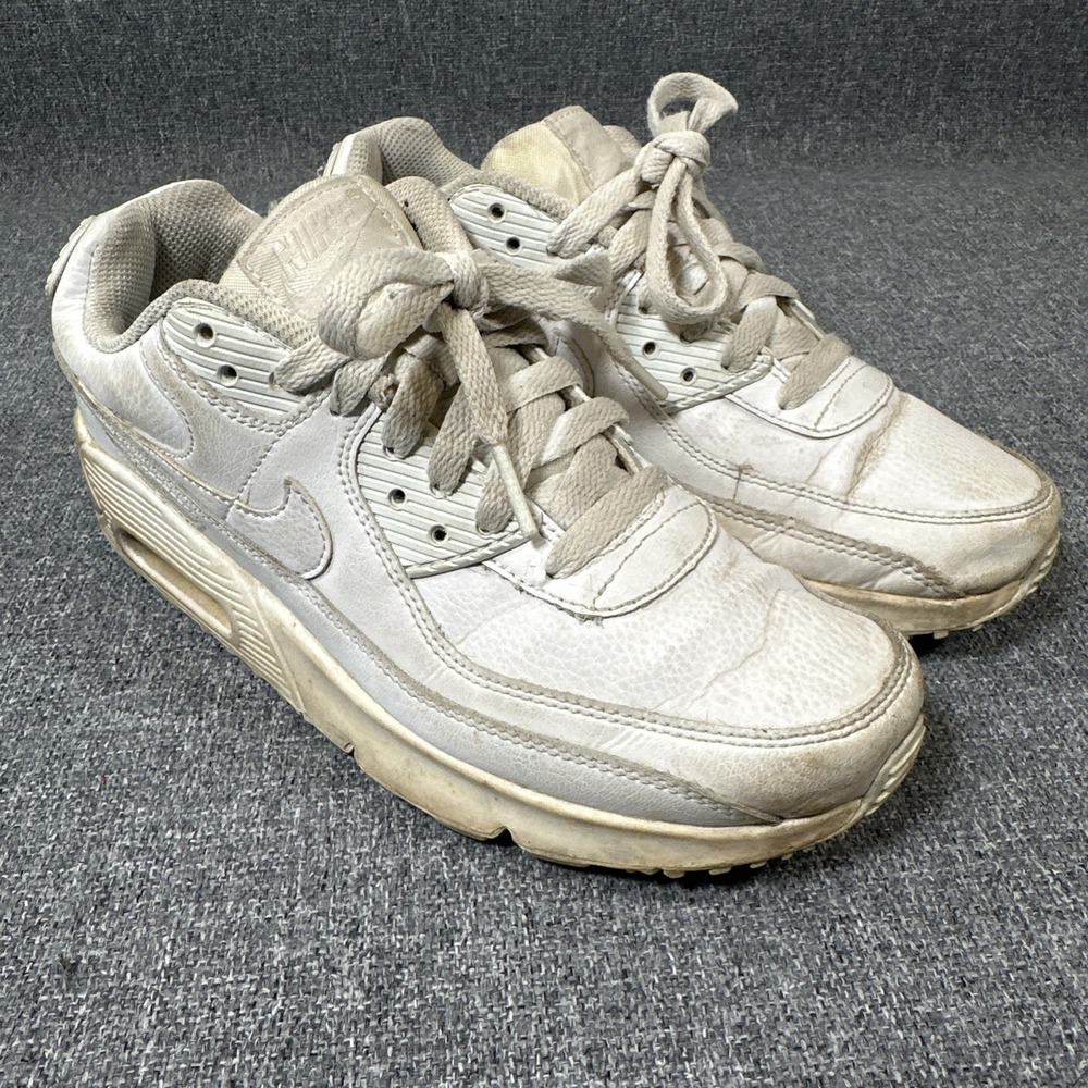 Nike Air Max 90 LTR Triple White Youth Size 4.5Y Sneakers CD6864-100